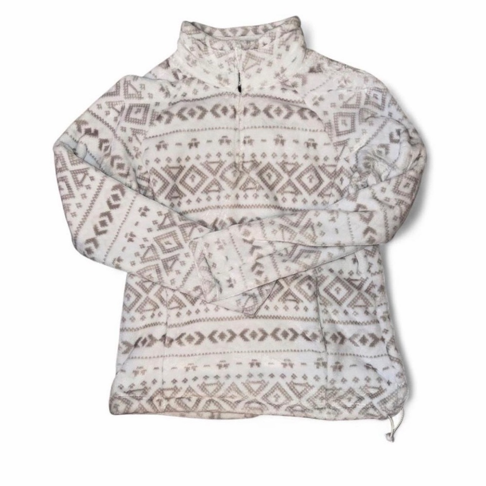 Eddie Bauer Cream and Brown Fleece Pullover